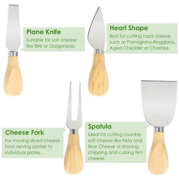 Premium Bamboo Charcuterie Cheese Board Set – Serving Tray With Knives (Fast USA Shipping)