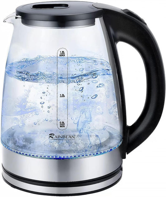 Electric Glass Kettle 1.8L – Fast Boil LED Water Boiler with Auto Shut-Off (USA Shipping)